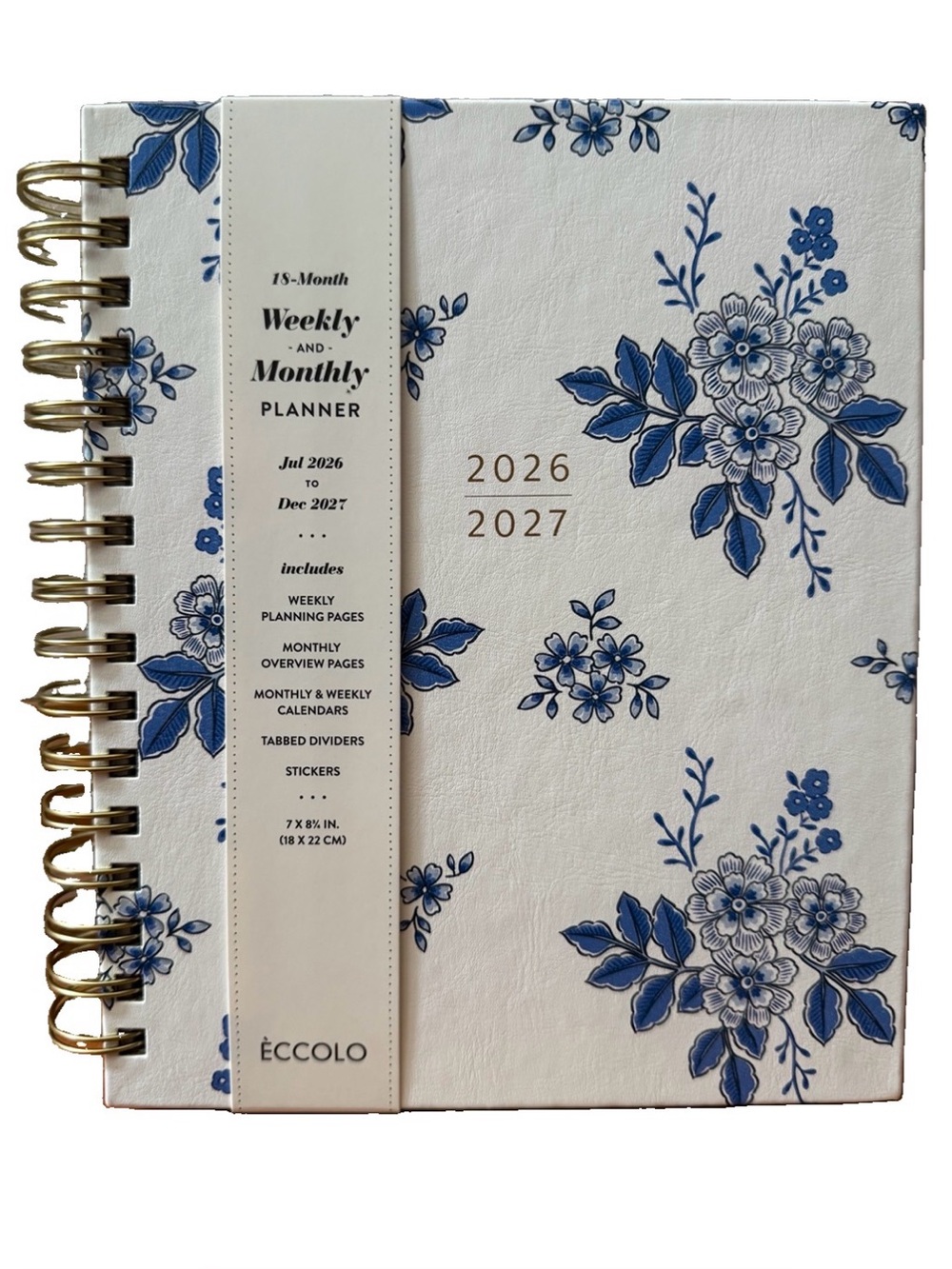 Eccolo Planner 2026- 2027 18-Month Weekly & Monthly Planner Hard Cover 8x7.5”